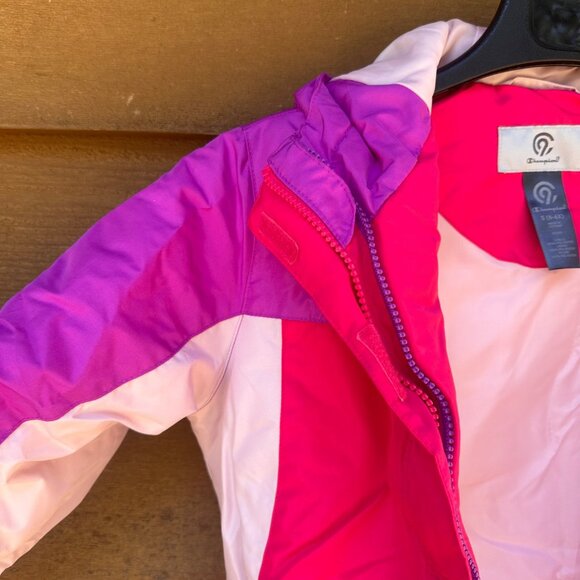 Champion Girls Hooded Insulated Jacket S (6-6X) Pink & Purple Polyester Shell Li - Picture 6 of 9